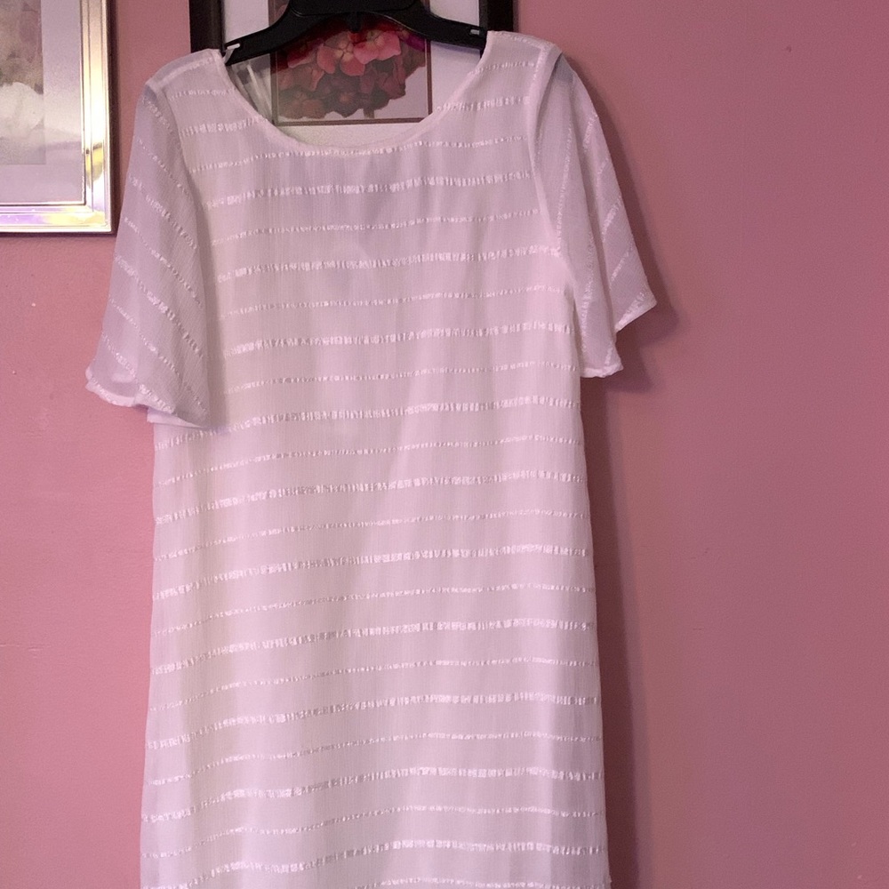 White Layered Sheer Dress White Formal Dress